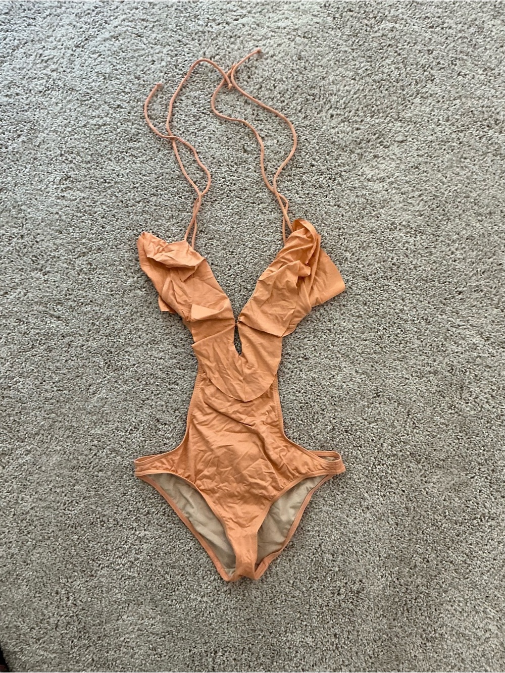 Victoria's Secret Peach One-Piece Swimsuit with Ruffle Trim